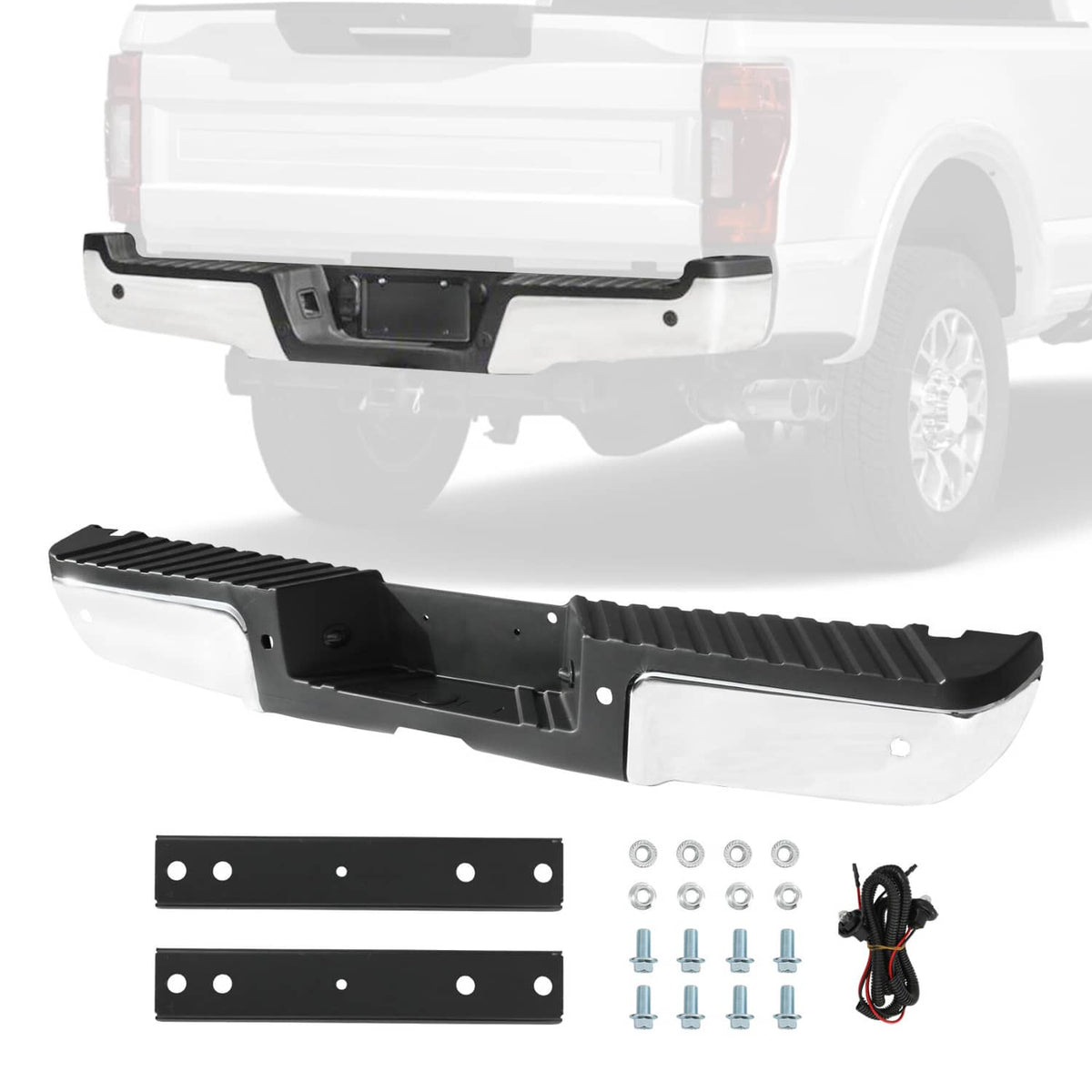 Bethesda Industrial For 2008-2016 Ford F250 F350 Super Duty Rear Step Bumper Assembly w/ Sensor Hole