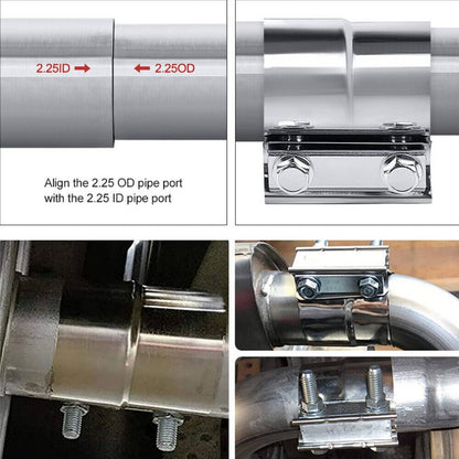 Bethesda Industrial 4Pcs Stainless Lap Joint Exhaust Clamp Sleeve Band For 2.5" inch 2 1/2" OD Pipe