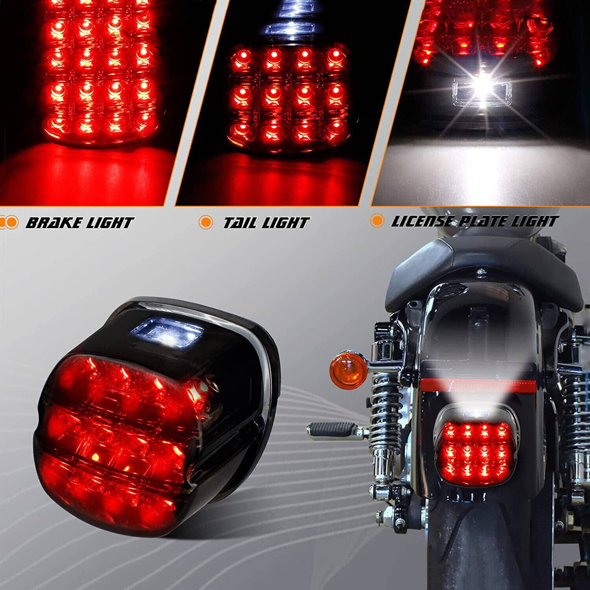 Bethesda Industrial LED Tail Light Brake For Harley Touring Road King Dyna Glide Softail Sporster