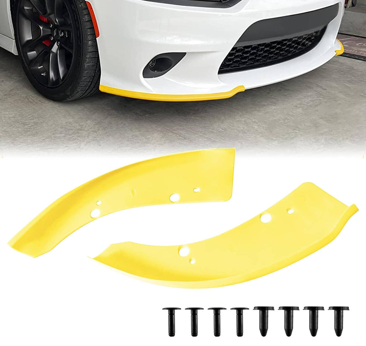 Bethesda Industrial Front Bumper Lip Splitter Trim Cover Yellow For 2015-2022 Dodge Charger SRT Scat