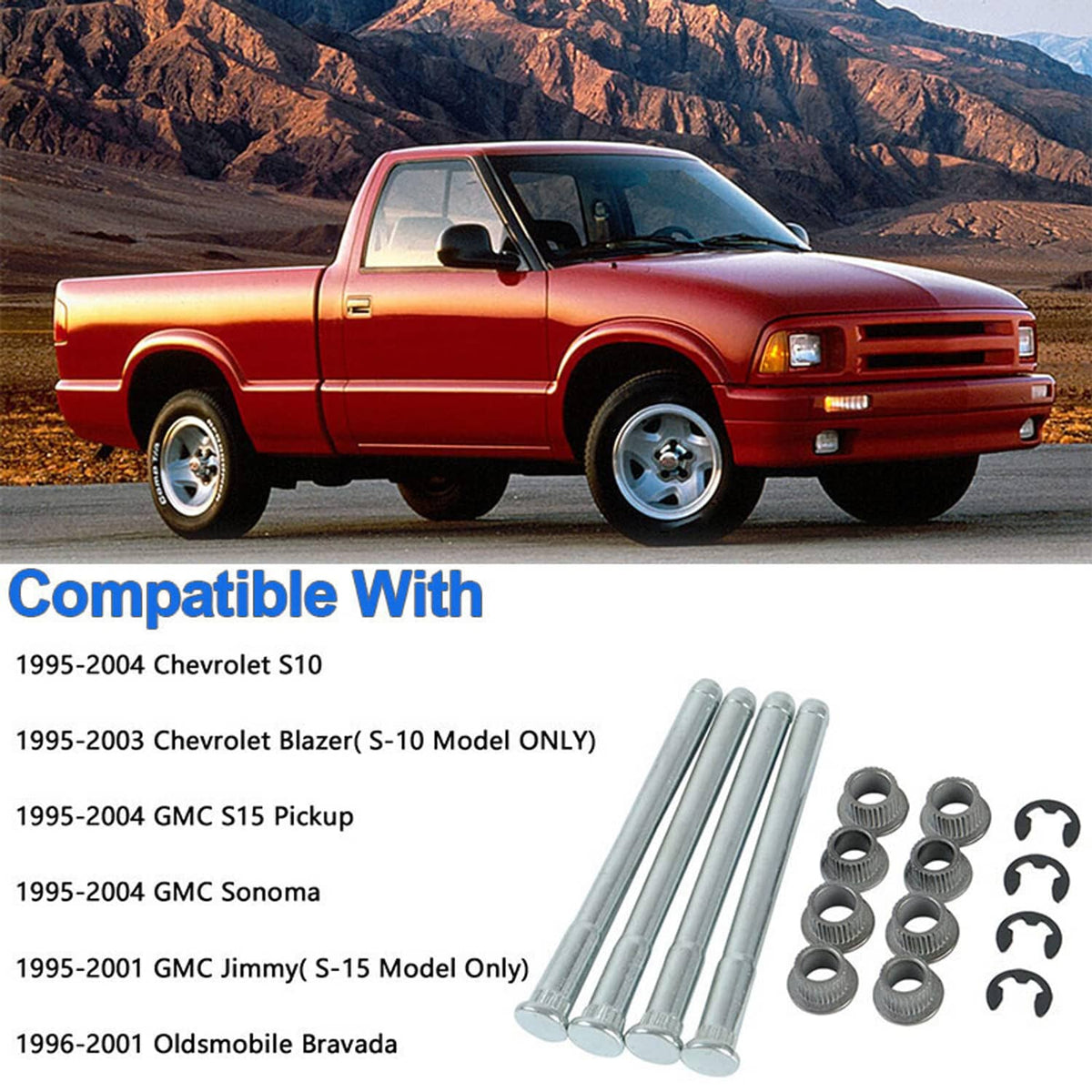 Bethesda Industrial New For 1994-2004 Chevy S10 & GMC S15/Sonoma Door Hinge Pins and Bushing Kit