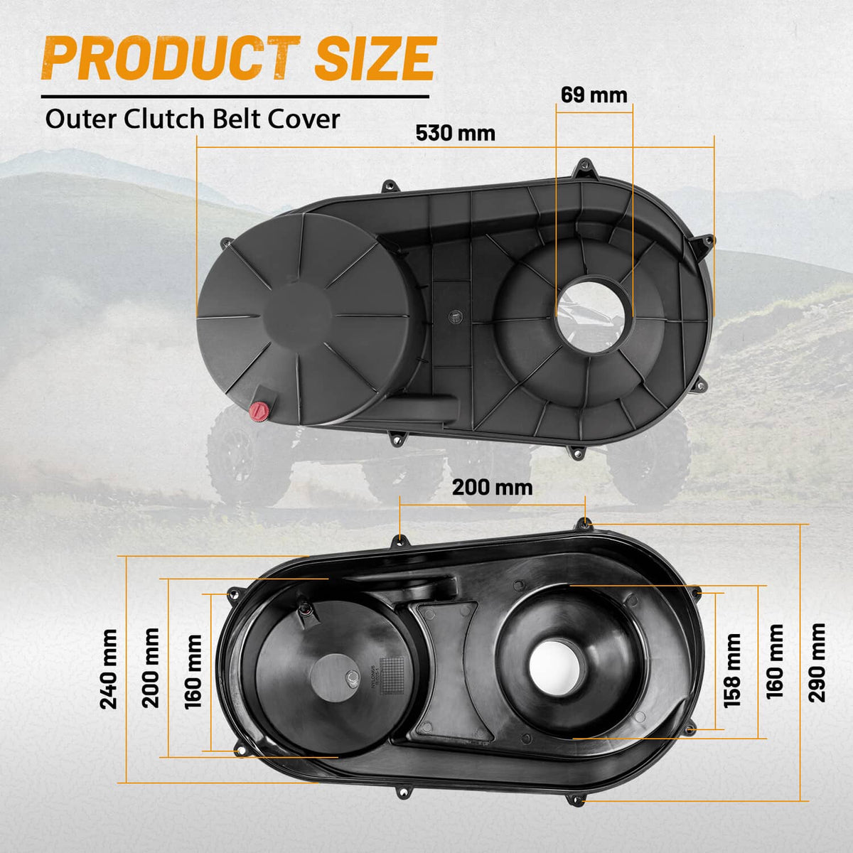 Bethesda Industrial For Polaris General 1000 / 4 1000 2017-2023 Outer & Inner Clutch Belt Cover UTV