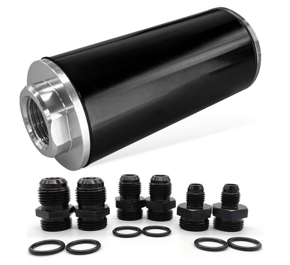 Bethesda Industrial Inline Fuel Filter 100 Micron with 6AN 8AN 10AN Adapter Universal Cleanable 58mm