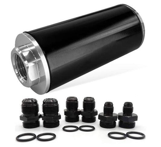 Bethesda Industrial Inline Fuel Filter 100 Micron with 6AN 8AN 10AN Adapter Universal Cleanable 58mm