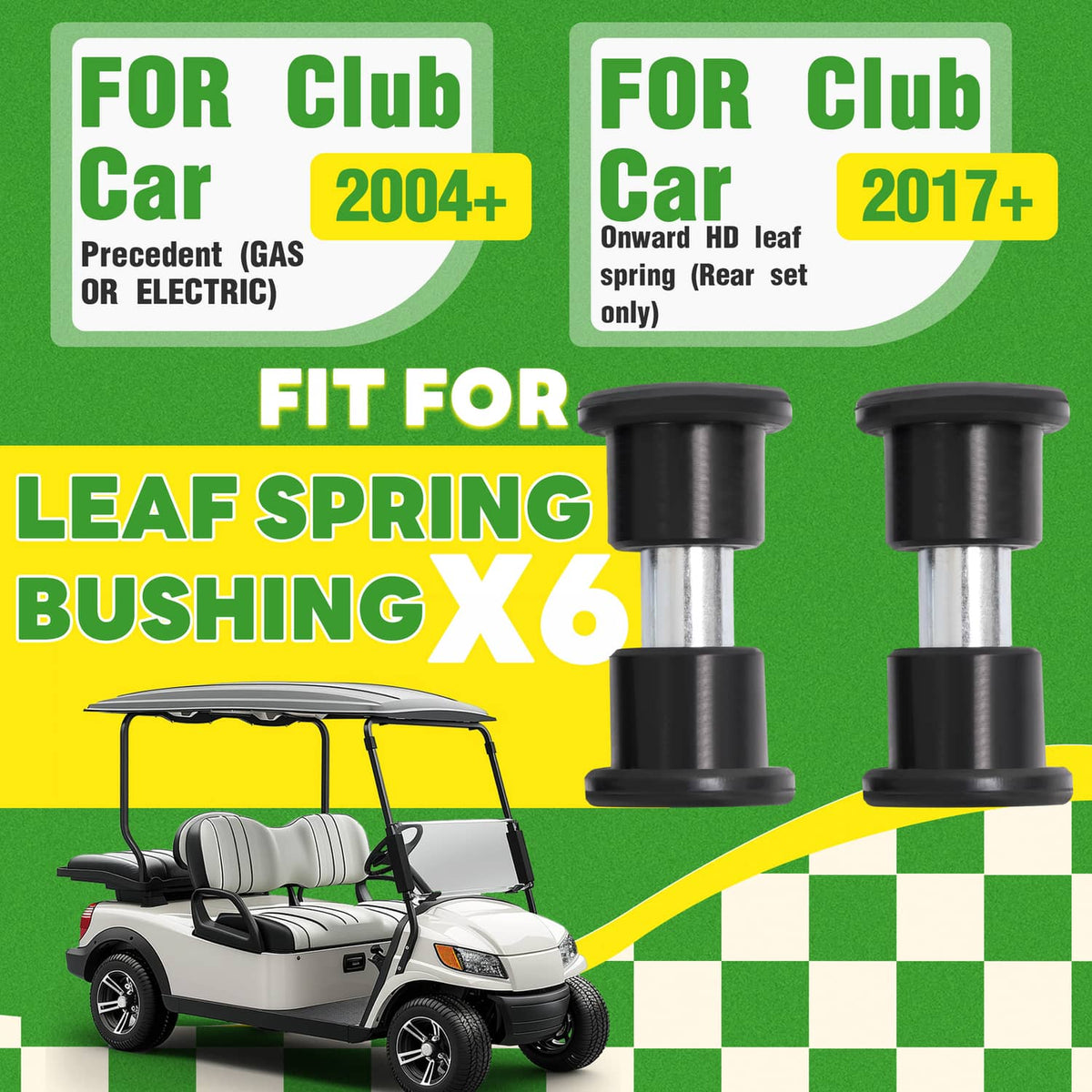Bethesda Industrial For Club Car Precedent Onward Golf Cart Leaf Spring Bushing Set- Full Kit