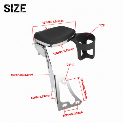 Bethesda Industrial Passenger Armrests Arm Rest Drink Holder Fit For Harley Touring Road Glide 97-13