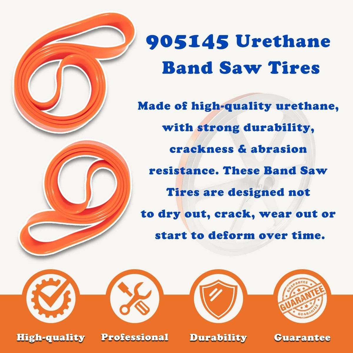Bethesda Industrial 2-Pack Urethane Band Saw Tires, Replace for 14" Delta 905145 Craftsman 3AD92501