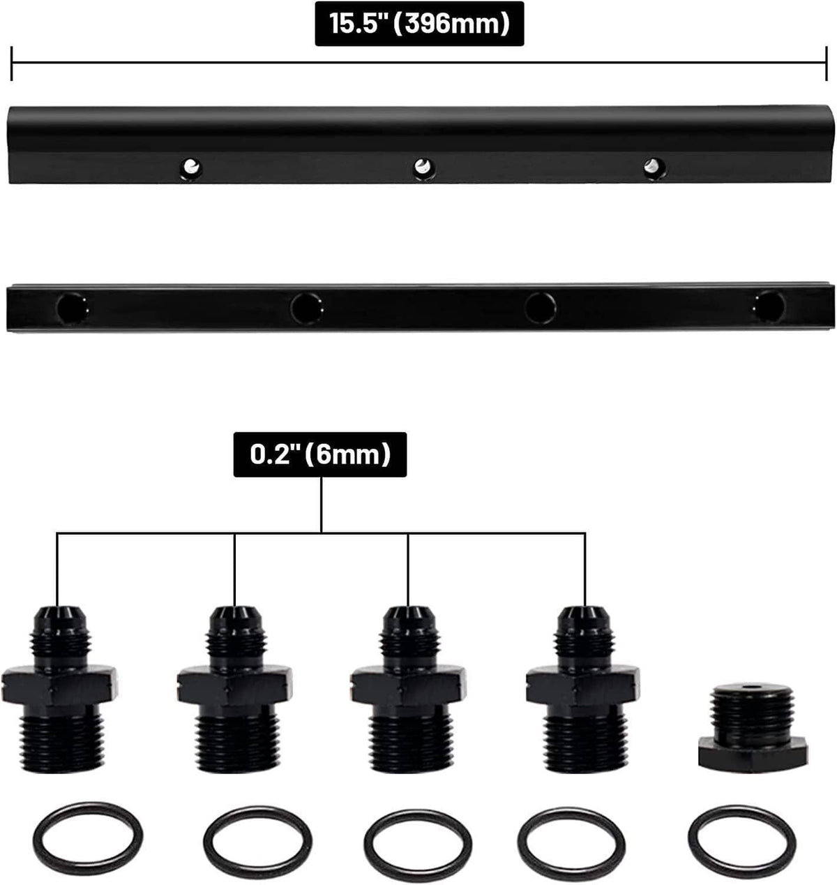 Bethesda Industrial Black Billet Fuel Rail Kit Intake Manifold & Hardware for LS LS1 LS2 LS3 LS6 New