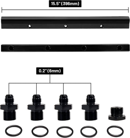 Bethesda Industrial Black Billet Fuel Rail Kit Intake Manifold & Hardware for LS LS1 LS2 LS3 LS6 New