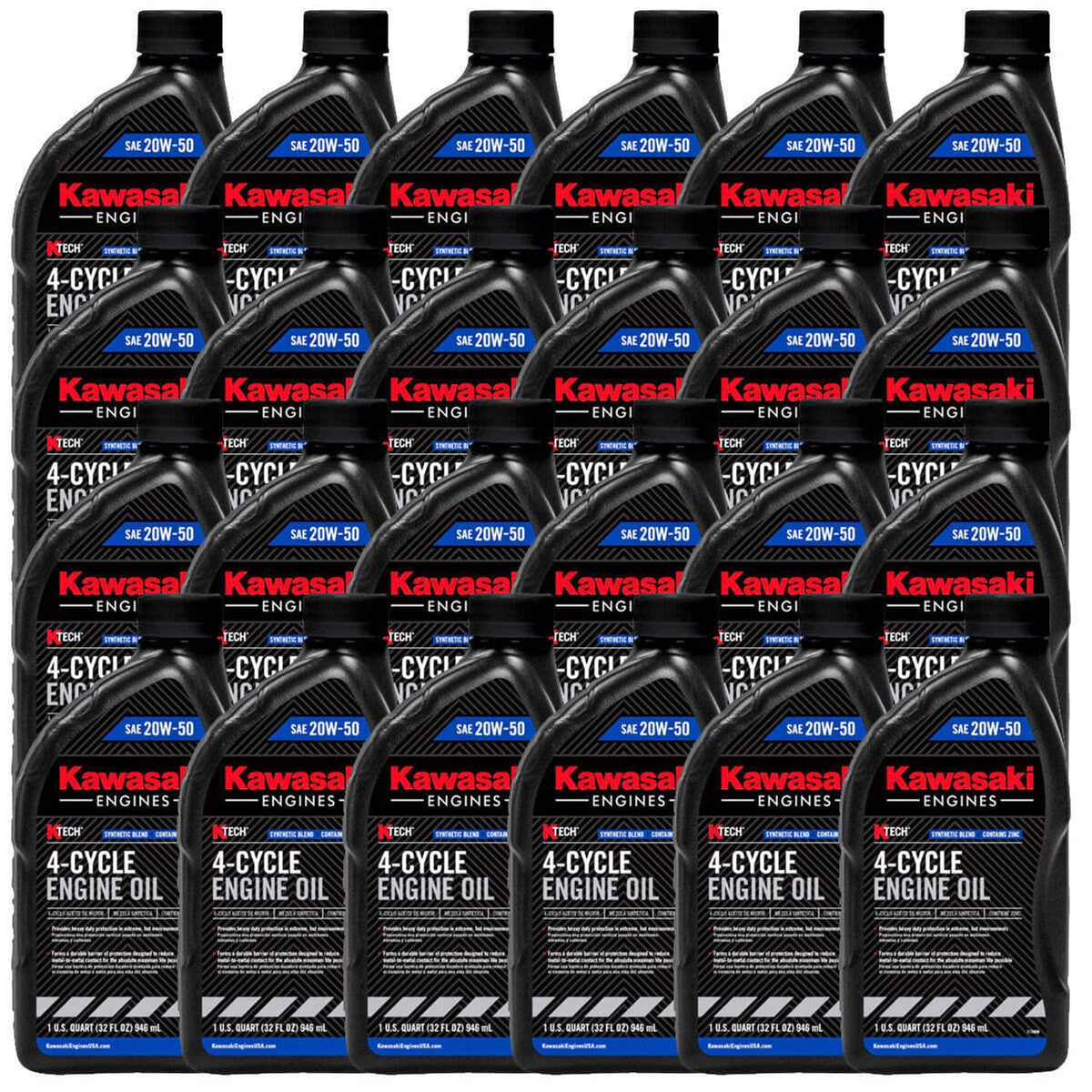 Bethesda Industrial 24PK Genuine OEM Kawasaki 20W50 Motor Engine Oil Quart 4-Cycle K-Tech 99969-6298