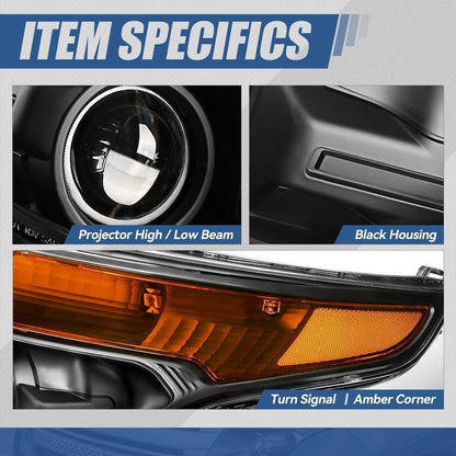 Bethesda Industrial For 2011-2015 Ford Explorer Halogen Chrome Housing Projector Headlights LH+RH