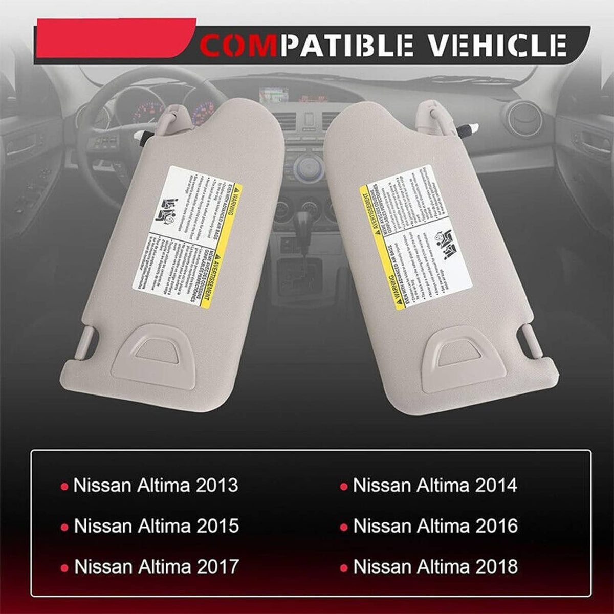 Bethesda Industrial Sun Visors Right & Left w/ Lighted Fit For Nissan Altima 2.5L 3.5L 2013-2018