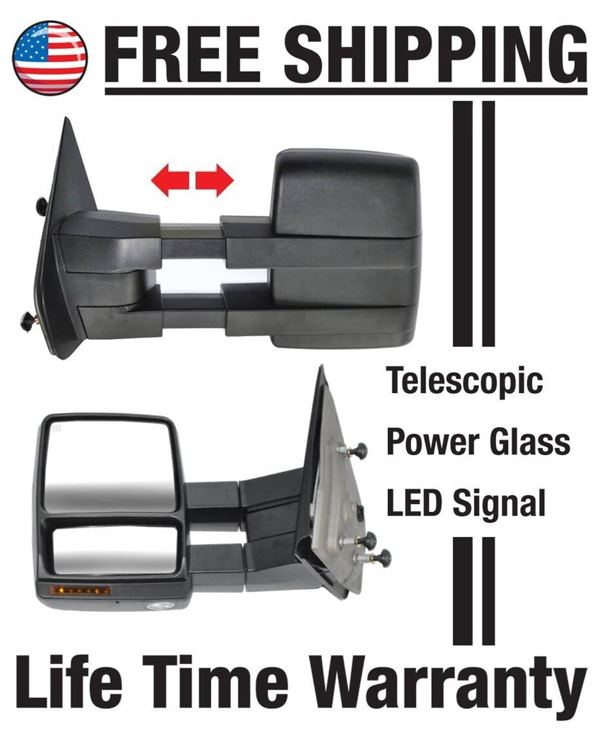 Bethesda Industrial For 2007-2014 Ford F150 Pickup Towing Power Heated Tow Mirrors Set Signal puddle