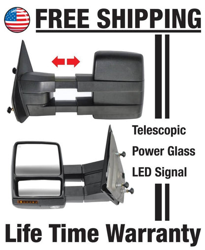 Bethesda Industrial For 2007-2014 Ford F150 Pickup Towing Power Heated Tow Mirrors Set Signal puddle