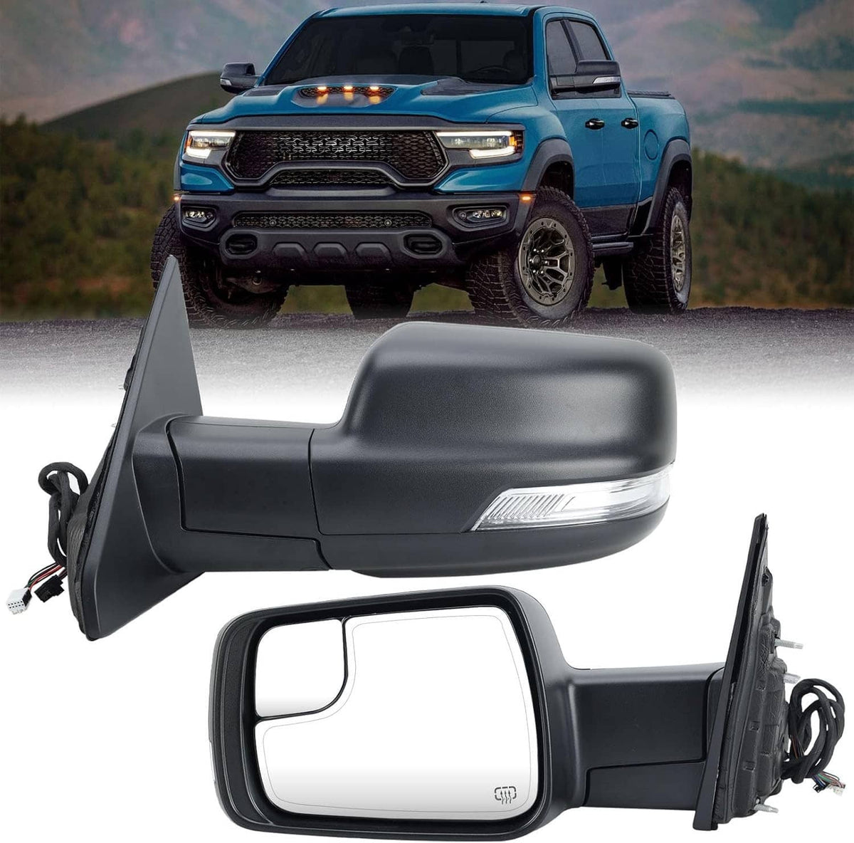 Bethesda Industrial Left Driver Side Mirror Heated Power Folding For 2019-2024 Ram 1500 68462769AB