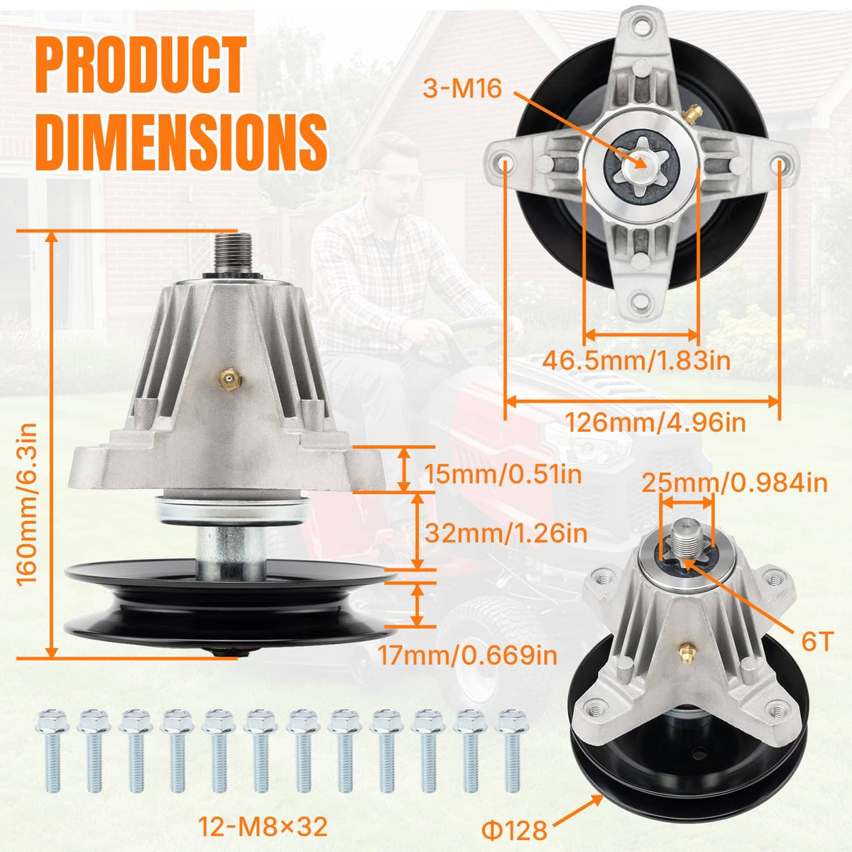Bethesda Industrial (3) 50" Deck Spindle Assembly for Cub Cadet XT2-LX50 XT2LX50 Enduro / 918-06981