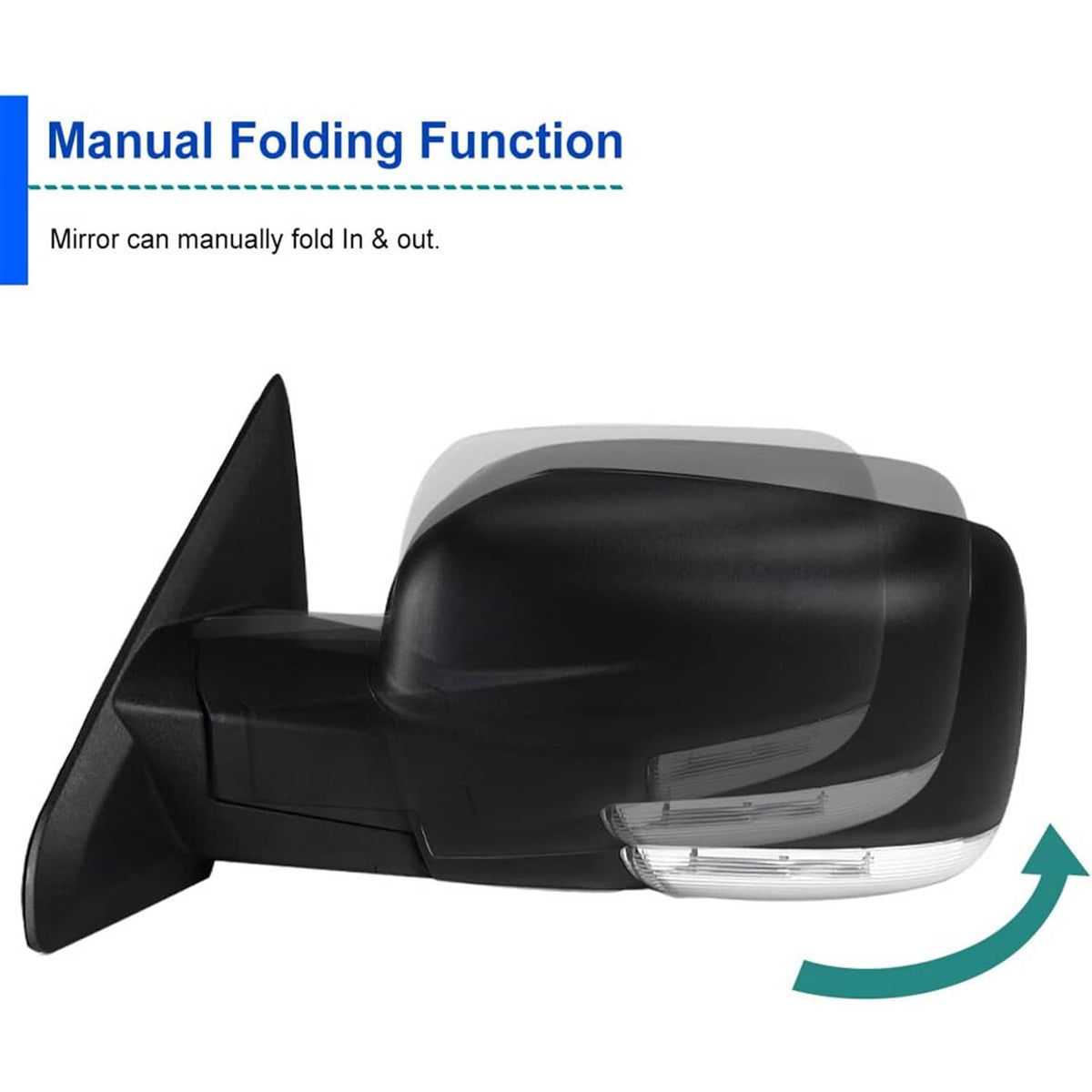 Bethesda Industrial Left / Driver Manual Fold+Heated+Temp Sensor Mirror For 2013-2019 Dodge Ram 1500