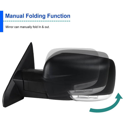 Bethesda Industrial Left / Driver Manual Fold+Heated+Temp Sensor Mirror For 2013-2019 Dodge Ram 1500