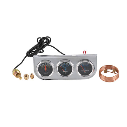 Bethesda Industrial 2" 52mm Chrome Car Triple Gauge Set Kit AMP Meter Water Temp Oil Pressure 3 in 1