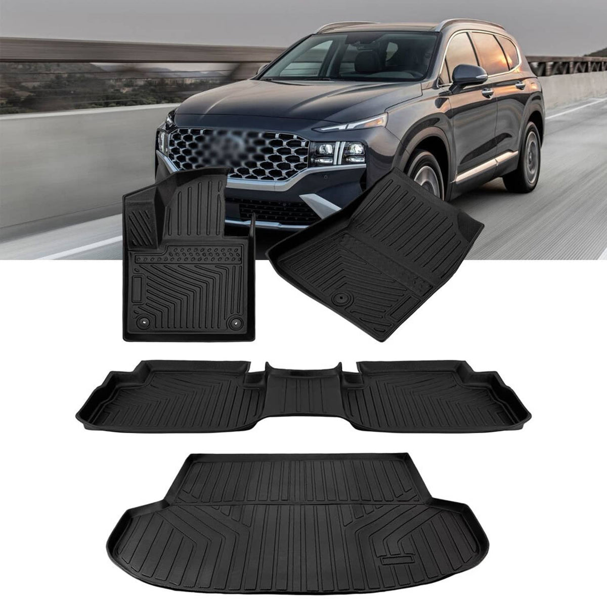 Bethesda Industrial 4X All Weather Floor Mats with Cargo Liner for 2021-2023 Hyundai Santa Fe 5 Seat