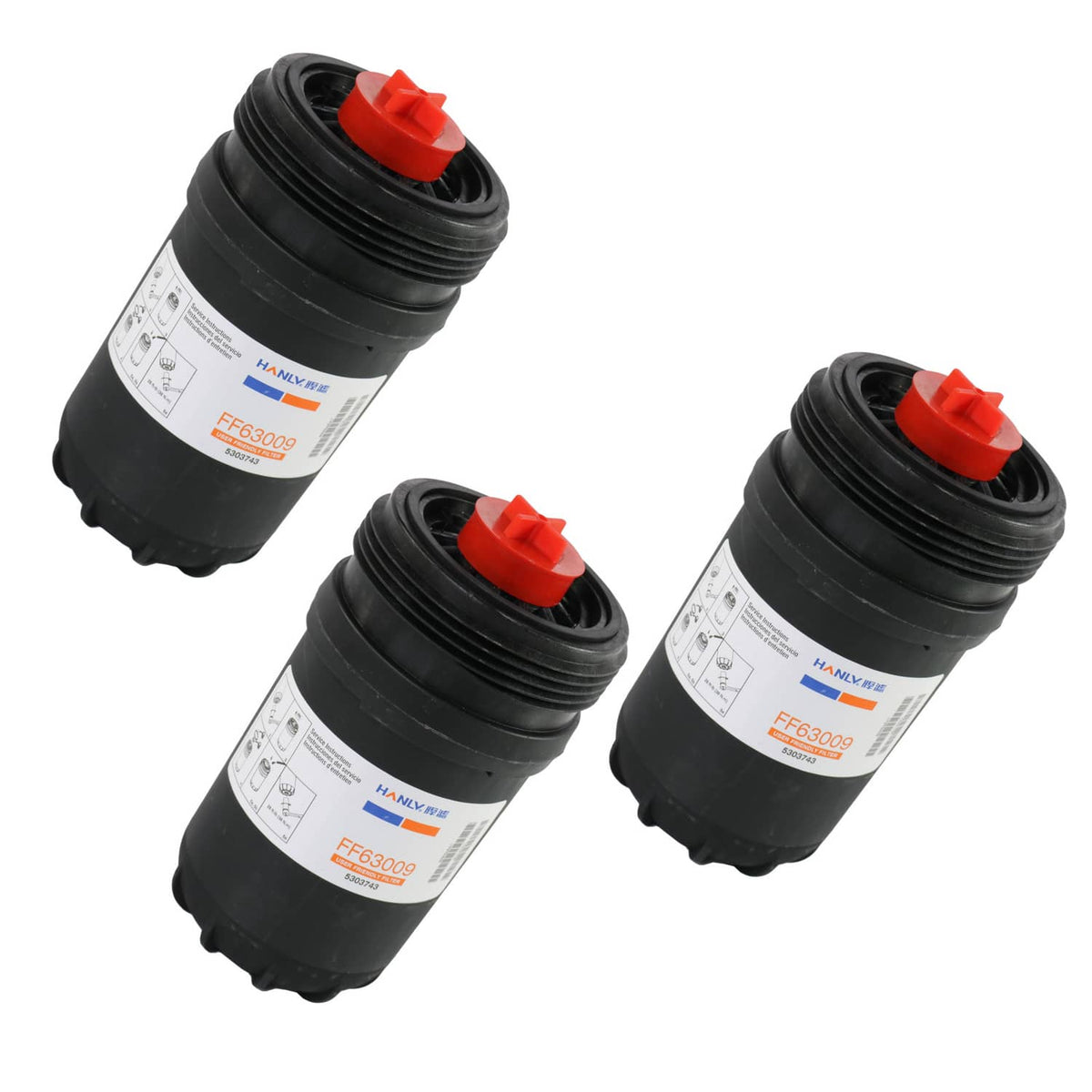 Bethesda Industrial 3Pcs FF63054NN Engine Fuel Filter FF63009 Fit For Cummins Part 5303743 FF63009