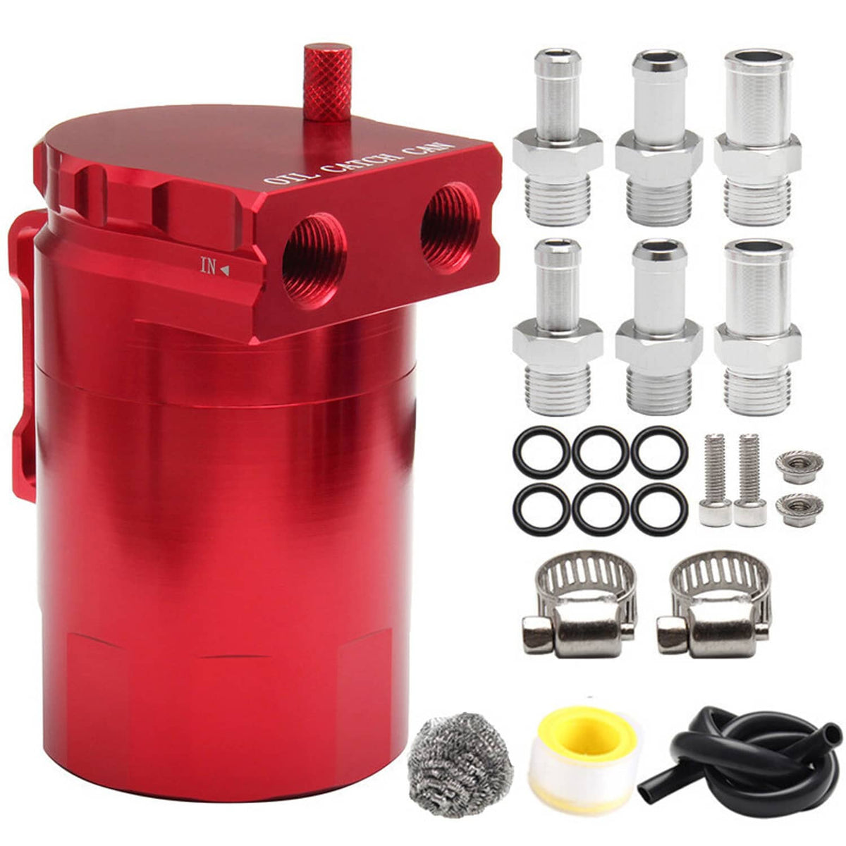 Bethesda Industrial Aluminum Oil Catch Can Kit Reservoir Baffled Tank with Breather Filter Universal
