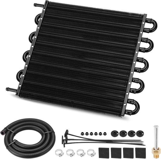 Bethesda Industrial 10 Rows Aluminum Universal Remote Transmission Oil Cooler Radiator Converter Kit