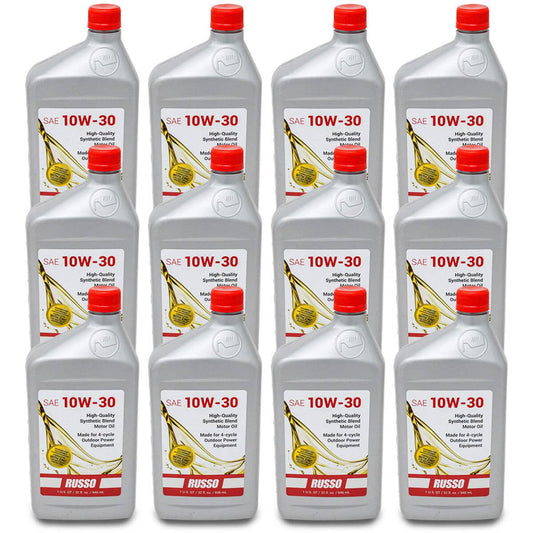 Bethesda Industrial (1) Case of Russo SAE 10W-30 Synthetic Blend 4-Cycle Motor Oil 32 oz./1 Quart