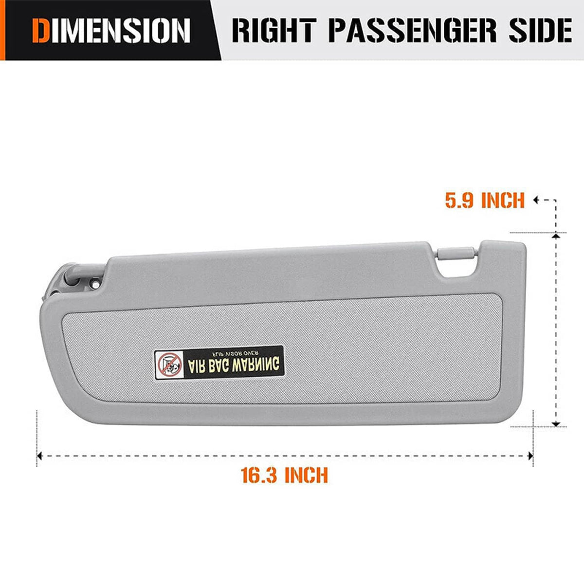 Bethesda Industrial Grey Passenger Side Right Sun Visor For 2006-2011 Honda Civic Sedan/Coupe