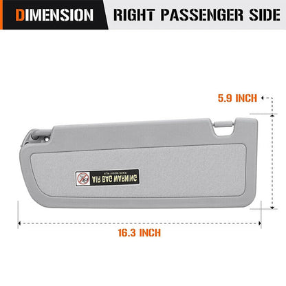 Bethesda Industrial Grey Passenger Side Right Sun Visor For 2006-2011 Honda Civic Sedan/Coupe