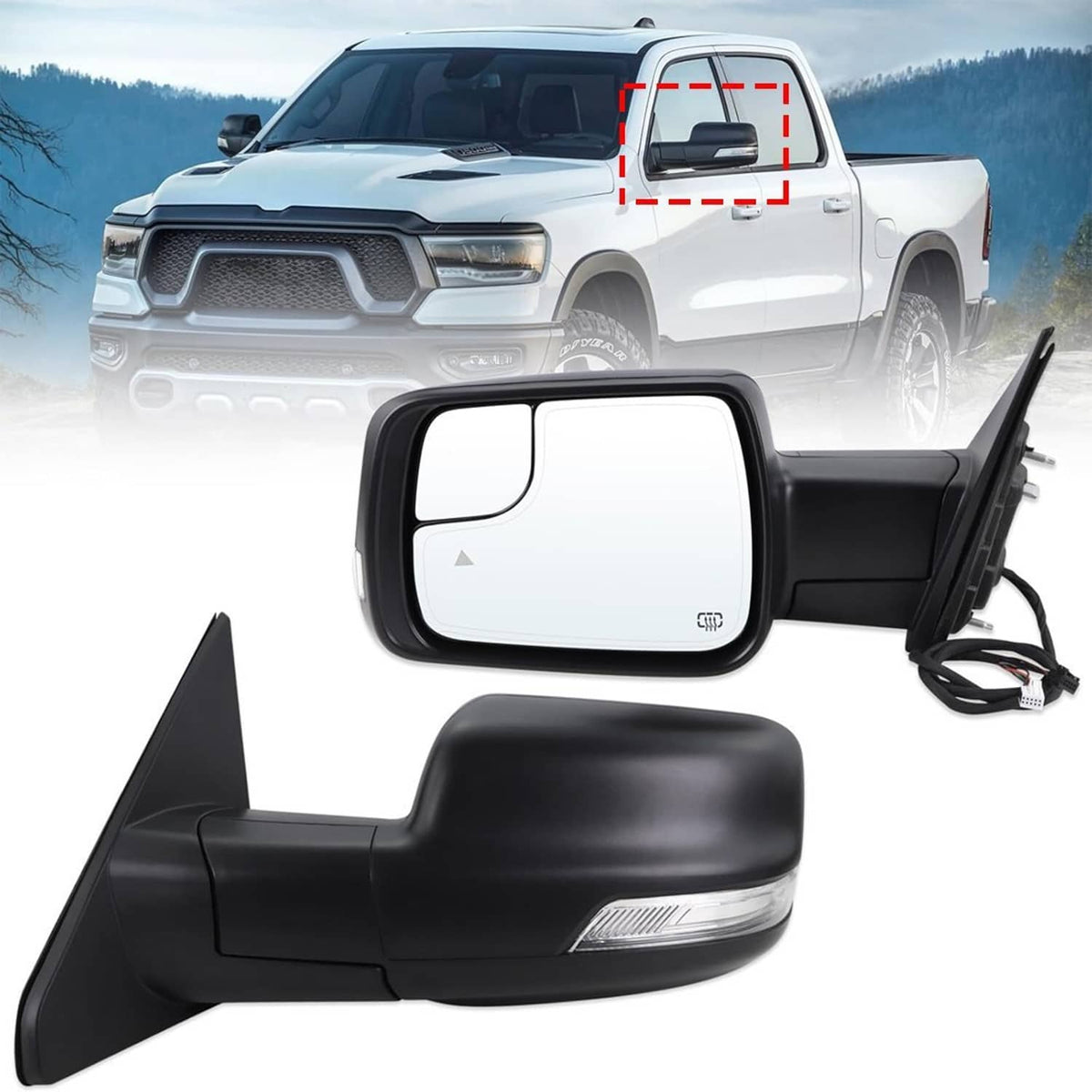 Bethesda Industrial For Dodge Ram 1500 2019-2024 Left Driver Side Mirror Heated Signal Blind Spot