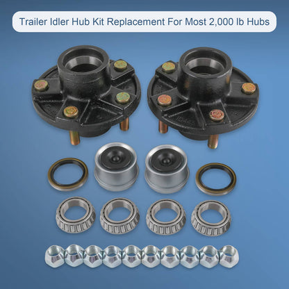 Bethesda Industrial 2 × Trailer Idler Hub Kits 5 on 4.5" 5 Lugs For 2000 lbs Axle 1-1/16" bearings