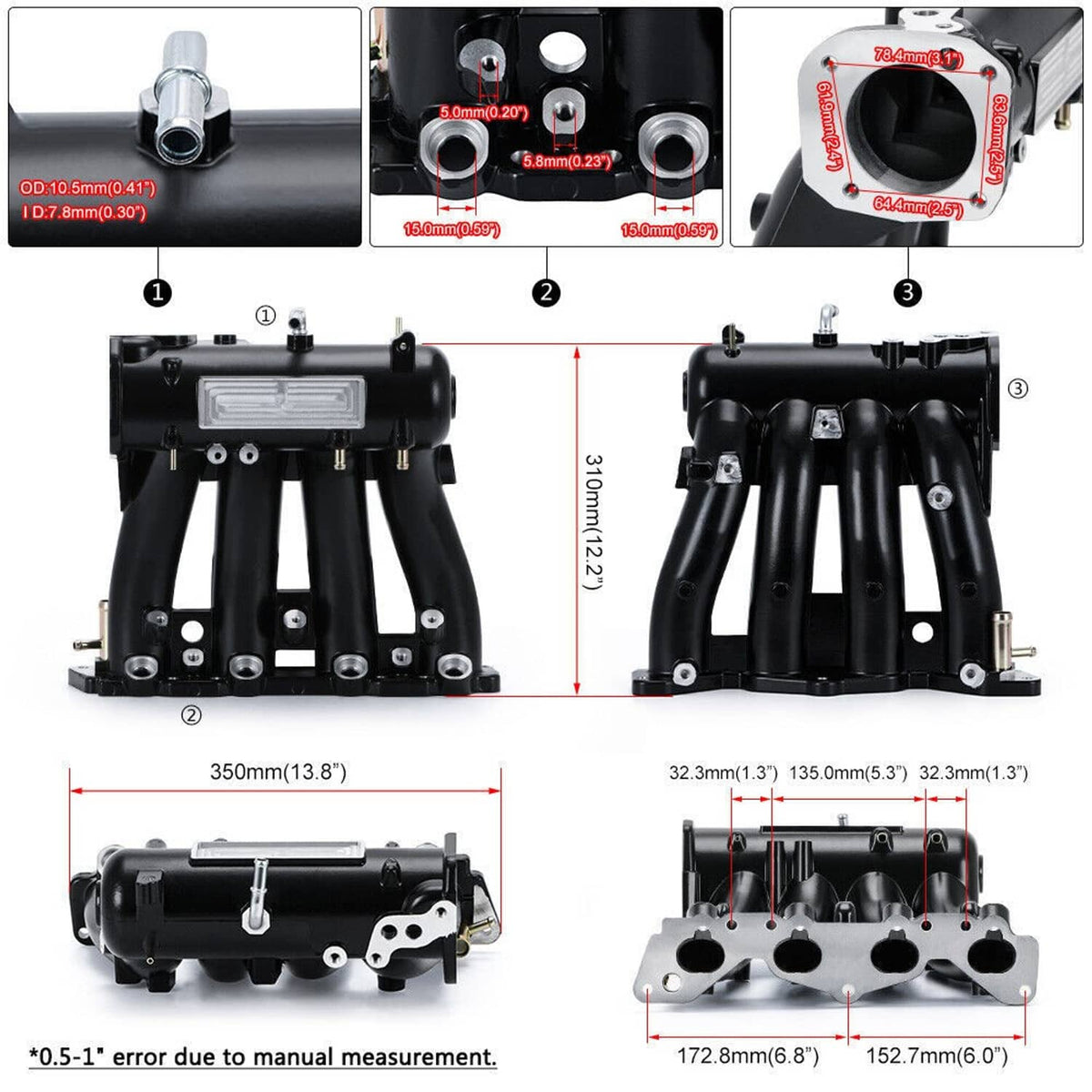 Bethesda Industrial D-Series Intake Manifold +70mm Throttle Body For Honda Civic CRX DEL SOL D15 D16