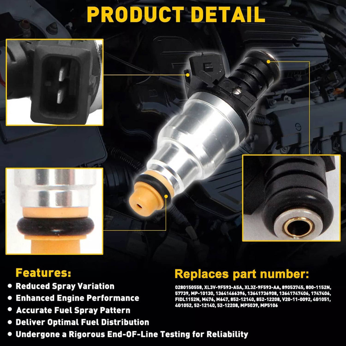 Bethesda Industrial 8x Fuel Injectors 42lb 440cc for Chevrolet Camaro Corvette Impala 0280150558