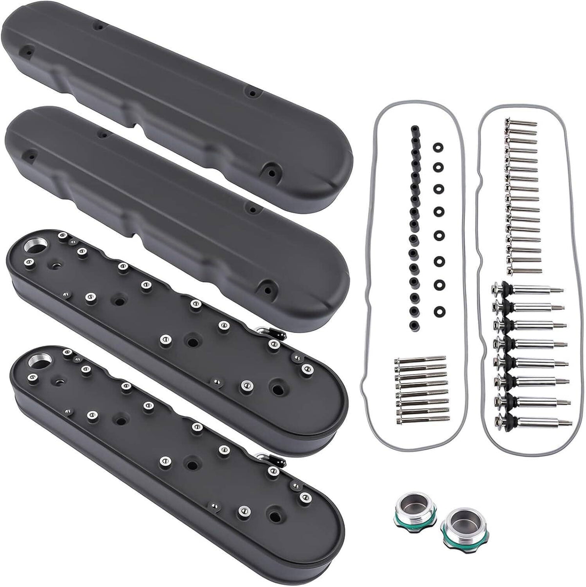 Bethesda Industrial Valve Covers with Coil Mounts w/Covers for Chevy LS LS1 LS2 LS3 LS6 LS7 Aluminum