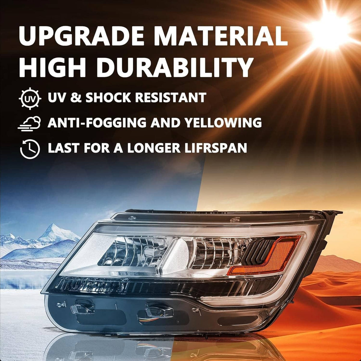 Bethesda Industrial Driver Left Side Headlight w/ LED DRL For 2016-19 Ford Explorer Chrome Housing