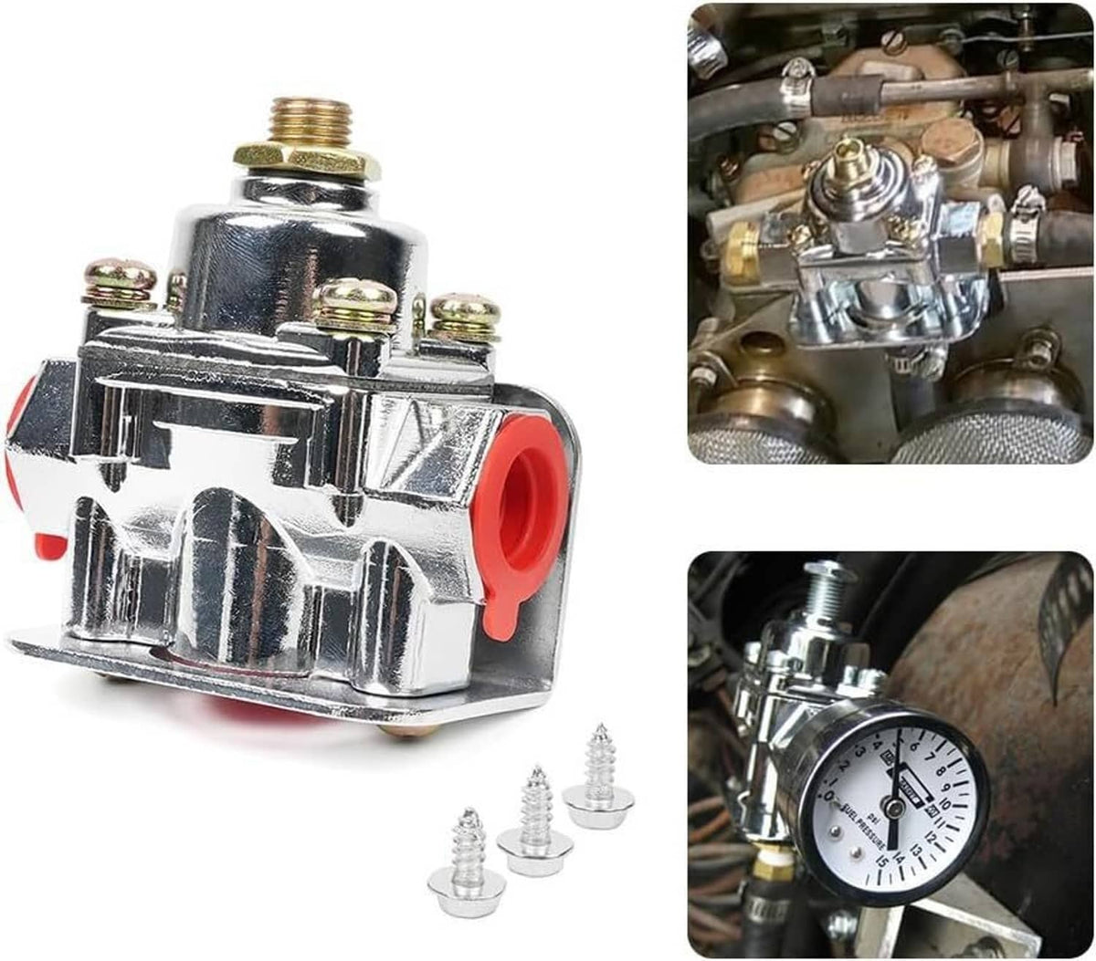 Bethesda Industrial Fuel Pressure Regulator Carburetor Chrome Fit Holley 12-803 2 Port 4 1/2 to9 PSI