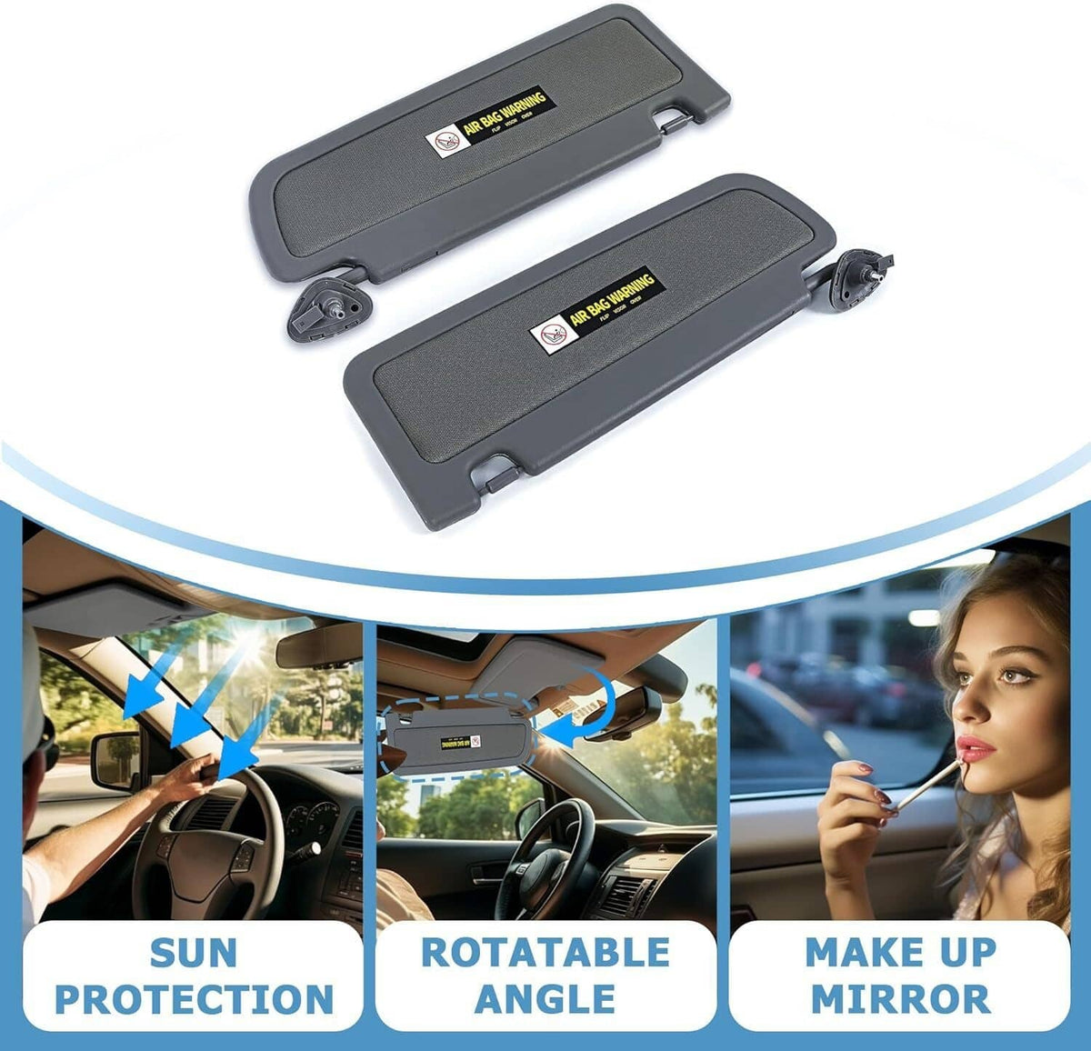 Bethesda Industrial Pair Sun Visor Dark Gray For 2006-2011 Honda Civic Visors Left & Right Visor Set