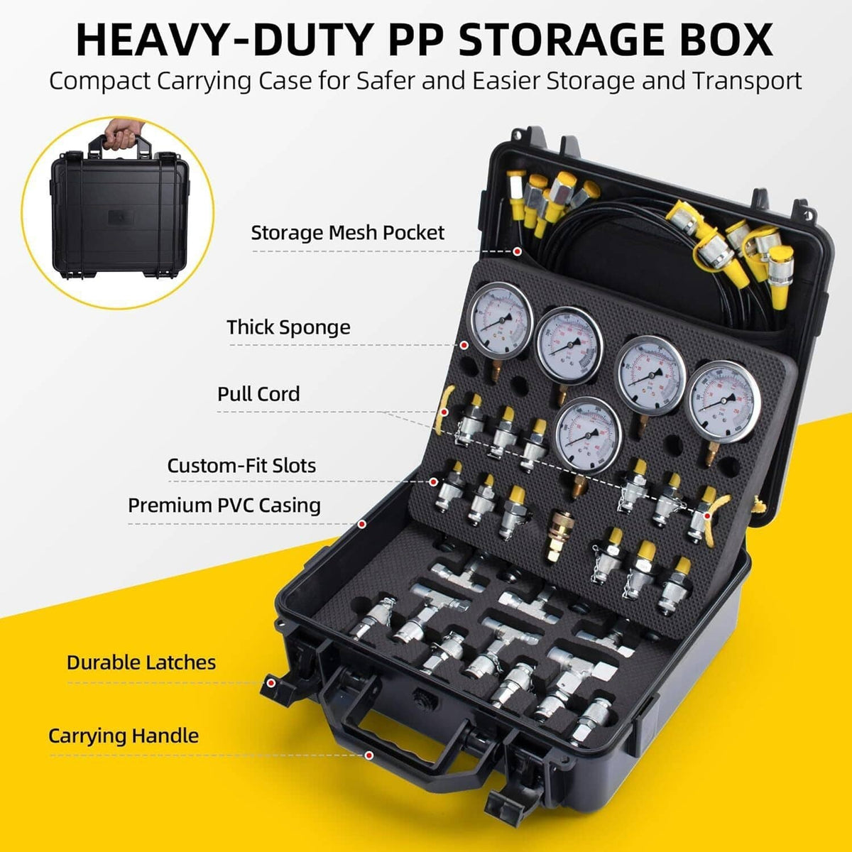 Bethesda Industrial 60Mpa Hydraulic Pressure Test Kit 5 Gauges 13 Couplings 14 Tee Connectors 5 Hose