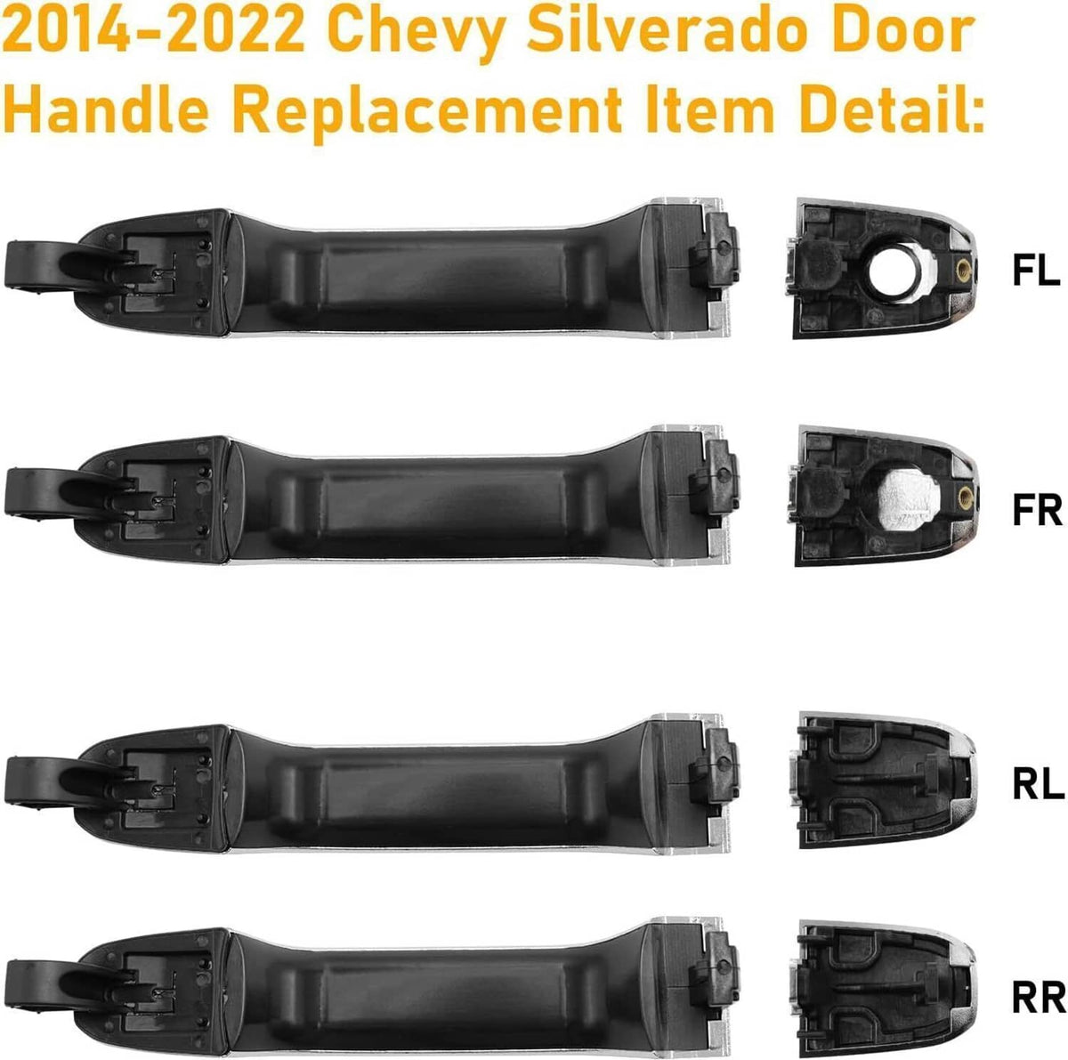 Bethesda Industrial 4Pcs Chrome Exterior Door Handle For 2014-2017 Chevrolet Silverado 1500 22923598