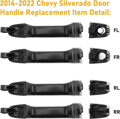 Bethesda Industrial 4Pcs Chrome Exterior Door Handle For 2014-2017 Chevrolet Silverado 1500 22923598