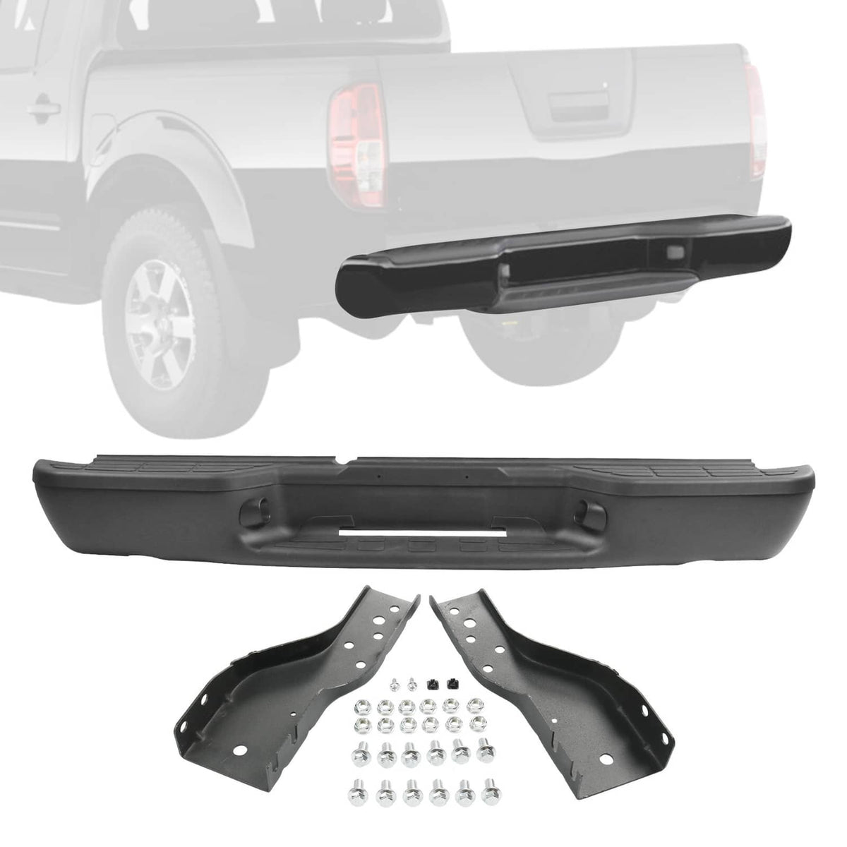 Bethesda Industrial Black Rear Step Bumper Assembly For 1998-2004 Chevrolet S10 GMC Sonoma