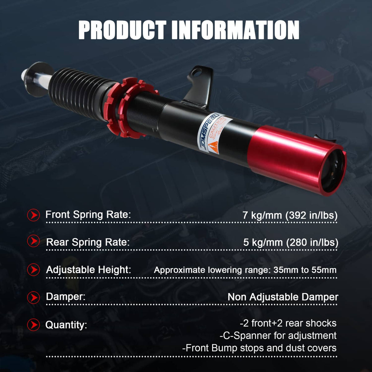 Bethesda Industrial Coilover Struts FOR VW MK5 MK6 GOLF/JETTA 06-14 Suspension Spring KIT Adj Height
