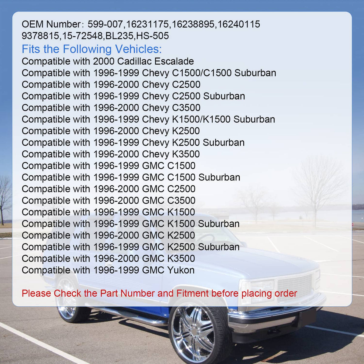 Bethesda Industrial A/C Heater Climate Control Switch Fits Chevy GMC C1500-C3500 K1500-K3500 Truck