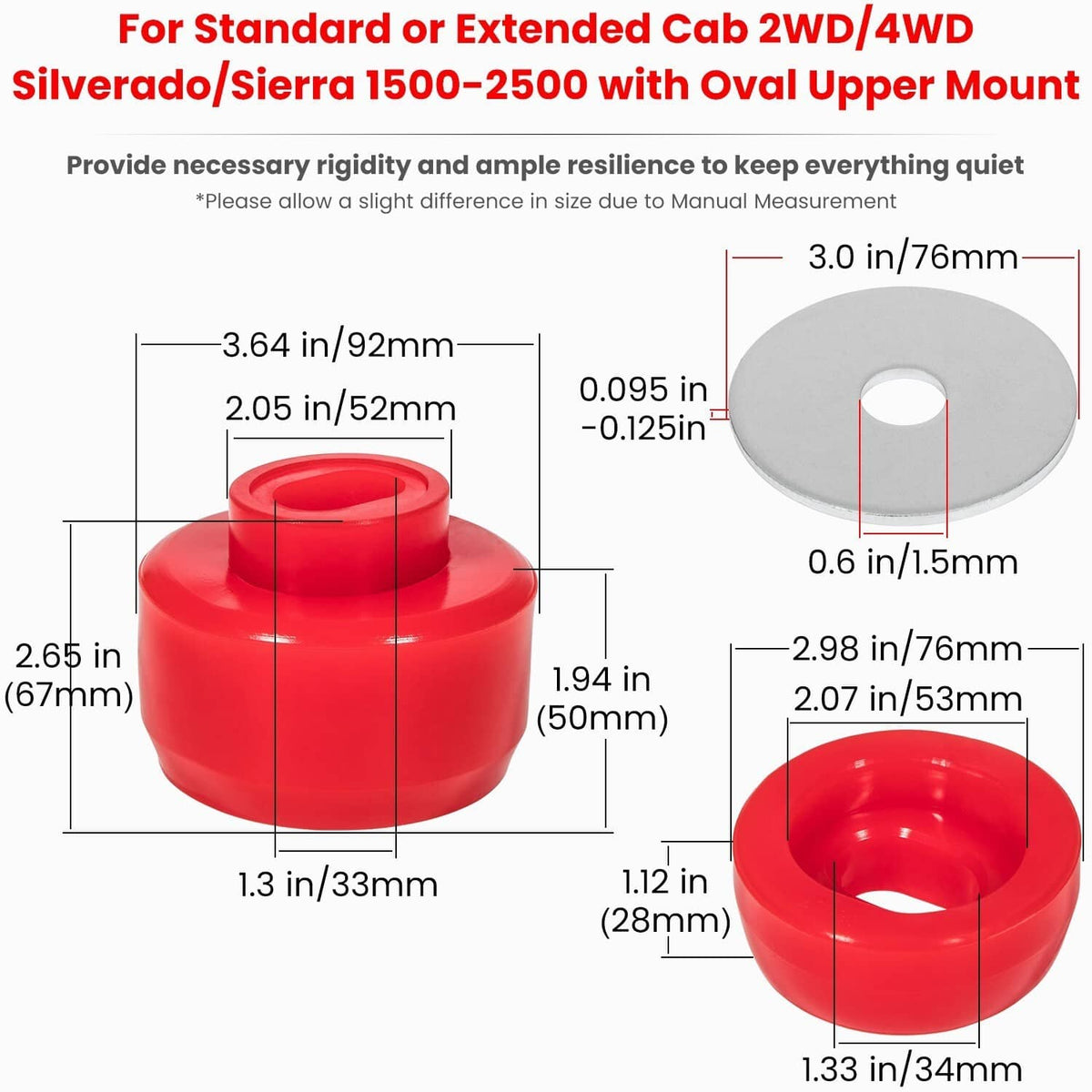 Bethesda Industrial Silicone Body Cab Mount Bushing 7-141 Kit for 1999-2014 Chevy Silverado & Sierra