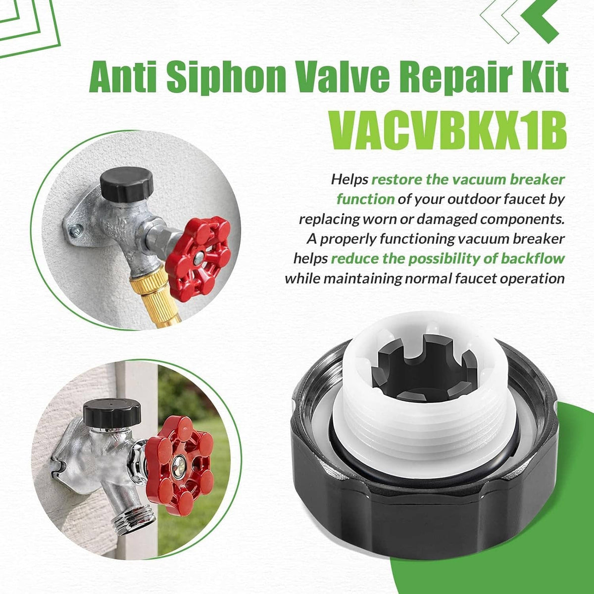 Bethesda Industrial VACVBKX1B Vacuum Breaker Kit, for Anti-Siphon Frost-Free Sillcock Valves, 4 Pack