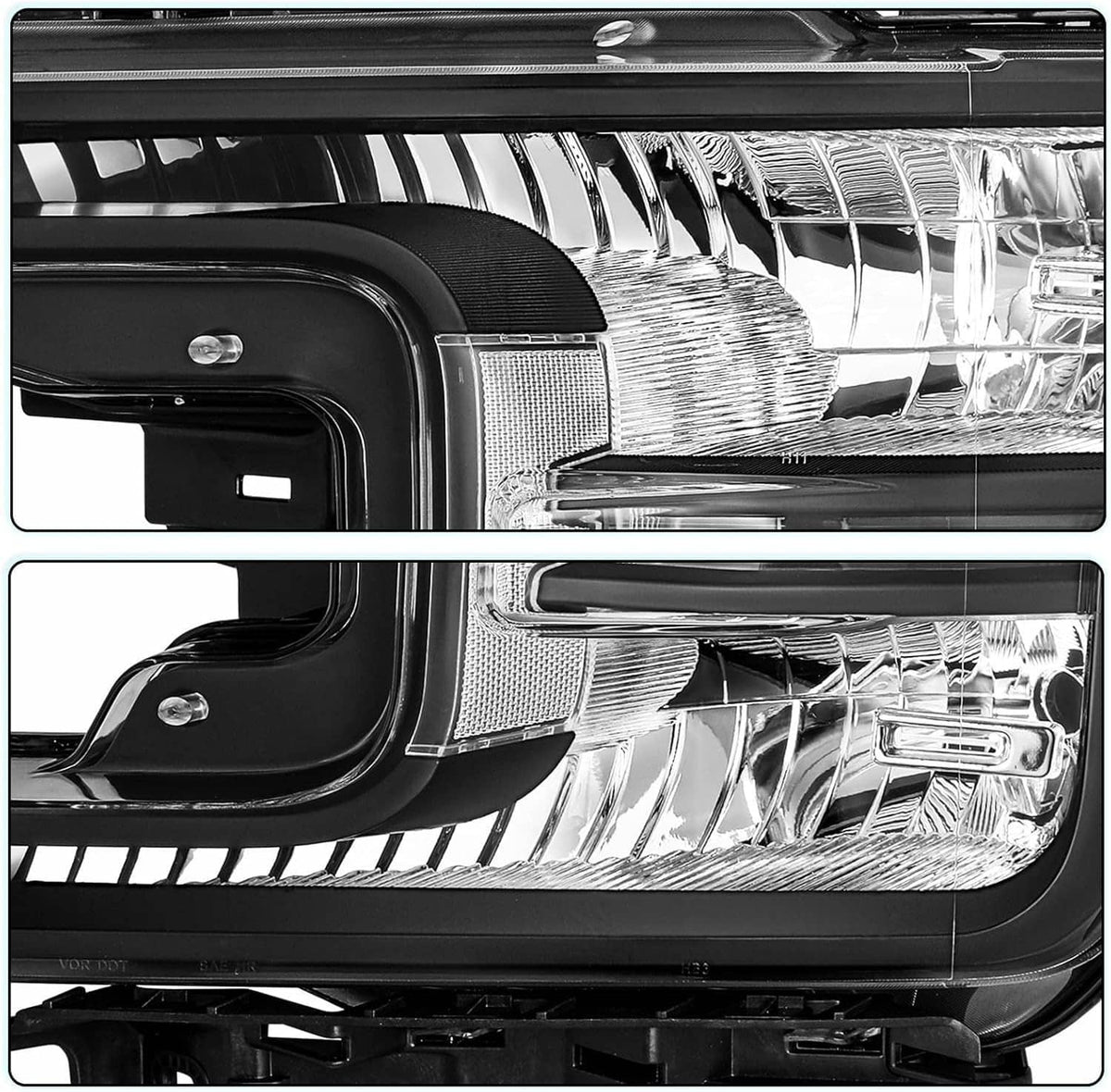 Bethesda Industrial Headlights For 2018-2020 Ford F150 Halogen Headlamps Black Clear  Right+Left