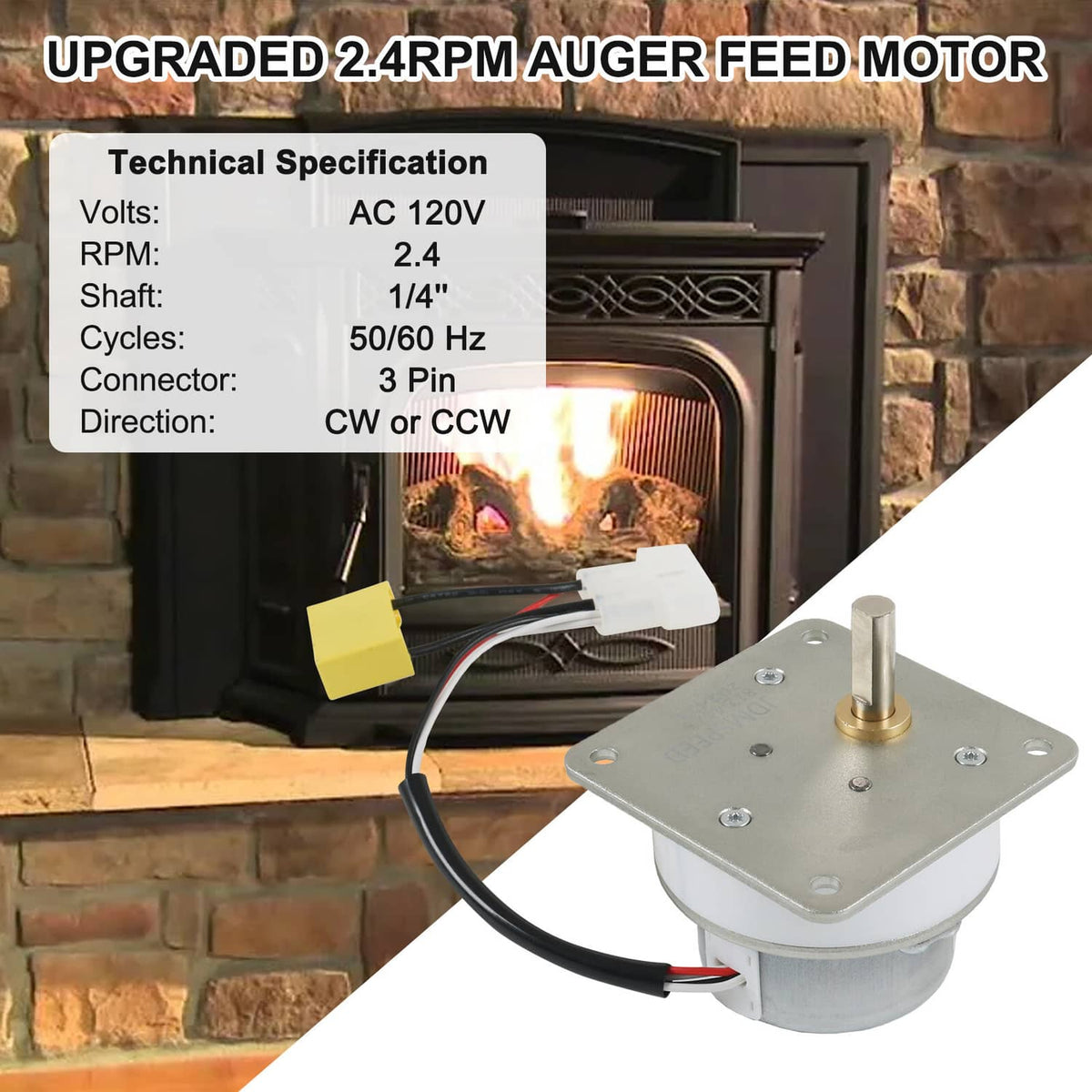 Bethesda Industrial Quadrafire Auger Feed Motor 1200, Castile, Trekker,4421,Santa Fe, Contour, E2