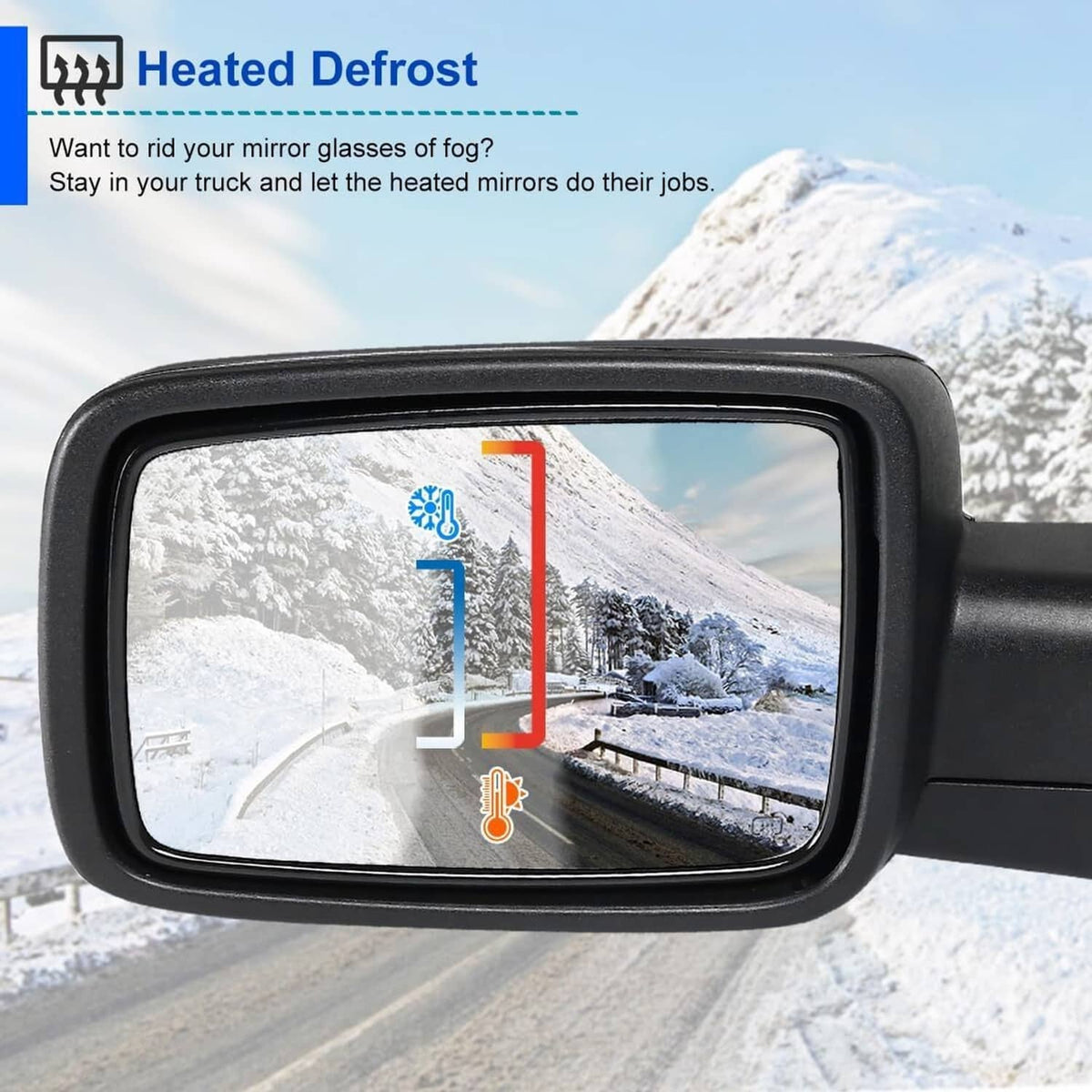 Bethesda Industrial Left / Driver For 2013-2019 Dodge Ram 1500 Power Fold+Heated+Temp Sensor Mirror