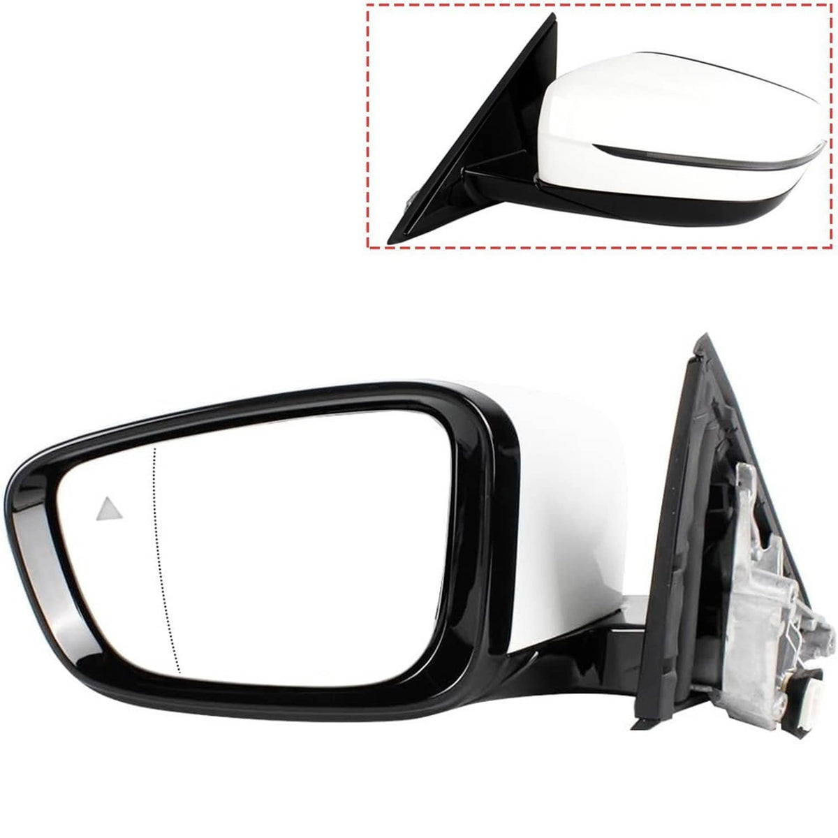 Bethesda Industrial Left Driver Side Mirror With Blind Spot White For 2019-2023 BMW 320i 330i 330e